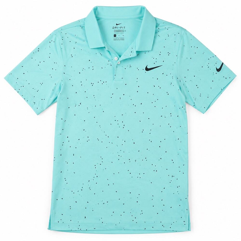 Nike Dri-FIT Standard Fit Polo Shirt Aqua Blue Geometric